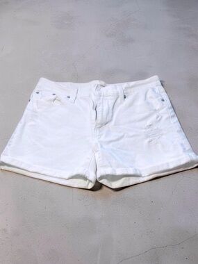 Levi's Denim Shorts White Distressed Rolled Cuff Women's Size 29